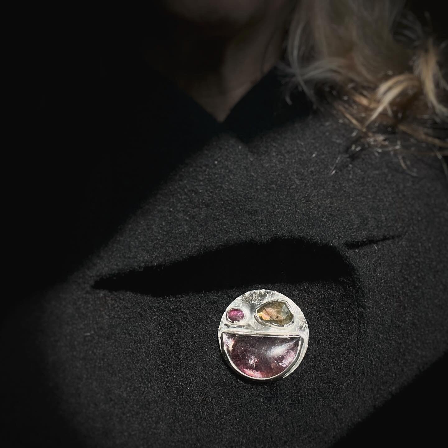 Lepidolite, Labradorite + Ruby Pendant/Brooch
