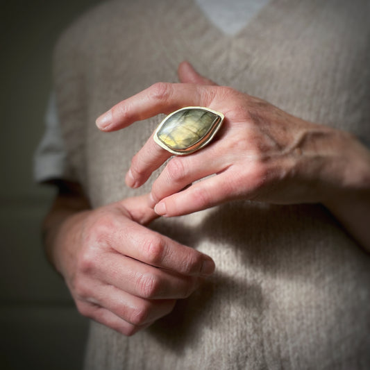 Labradorite + Bronze Ring
