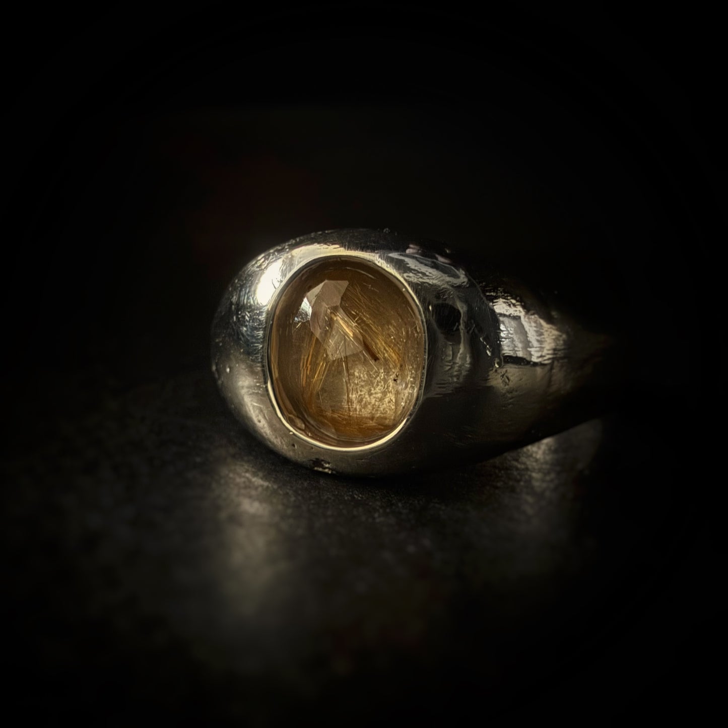 Rutilated Quartz Sand Cast Ring