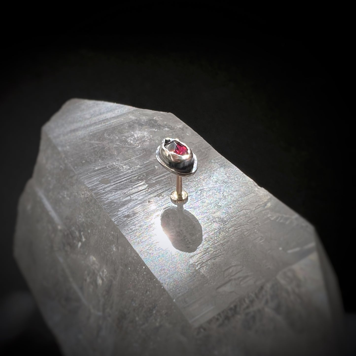 Garnet Labret Stud