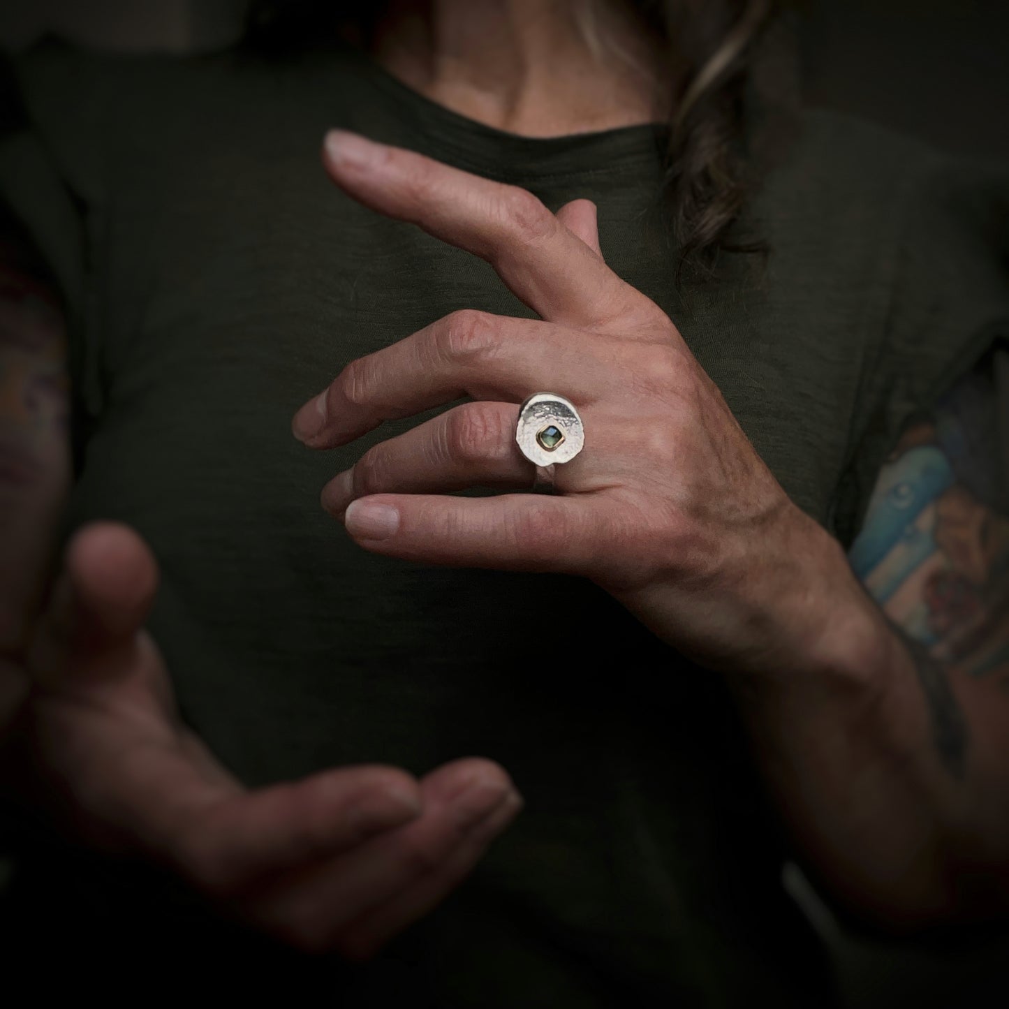Sapphire Mixed Metal Ring