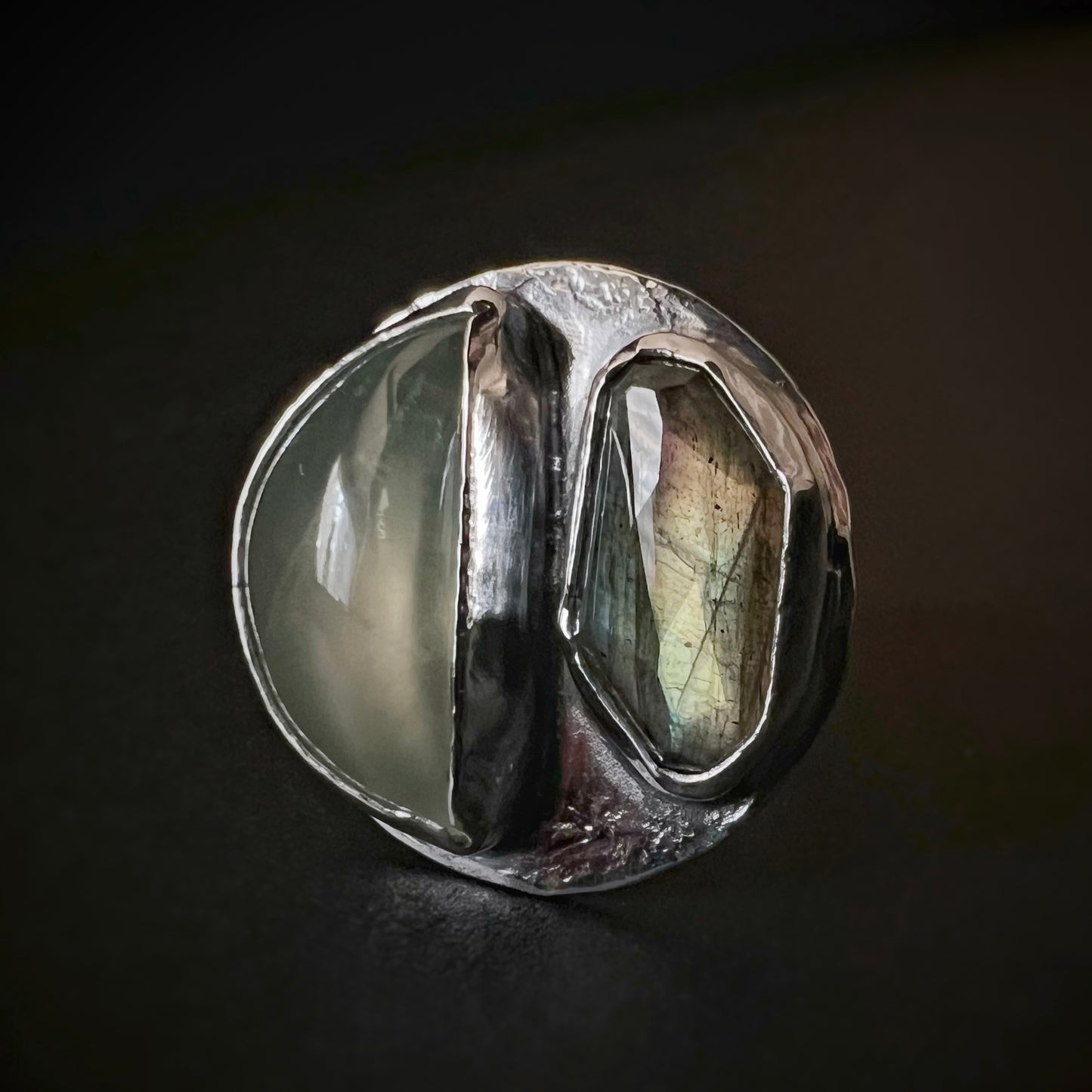 Prenhite + Labradorite Ring