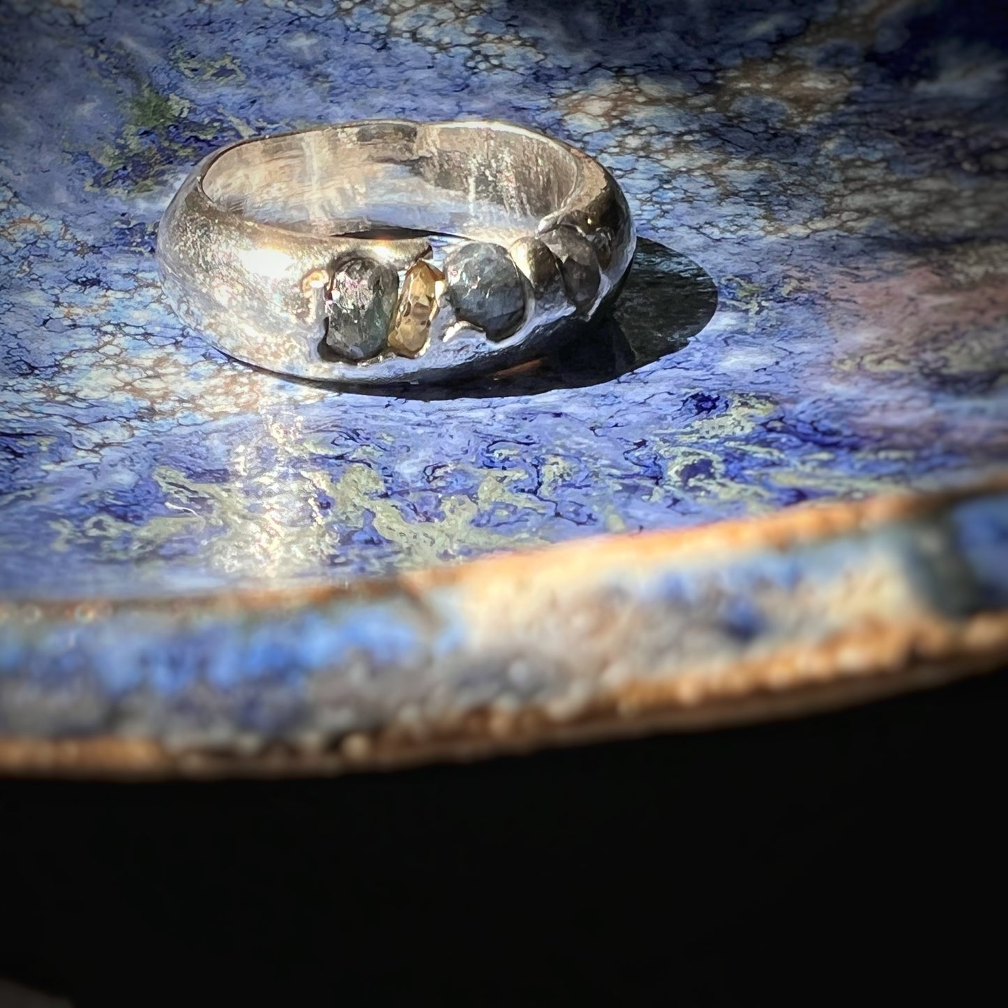 Raw Sapphire Sand Cast Band