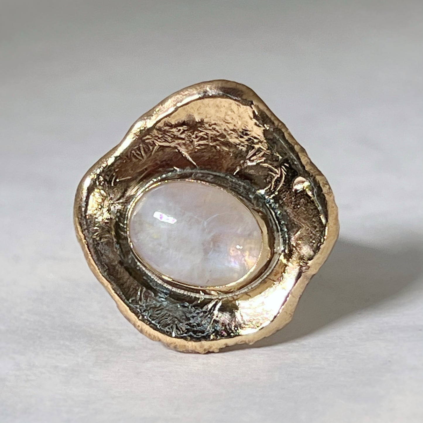 Rainbow Moonstone + Bronze Ring