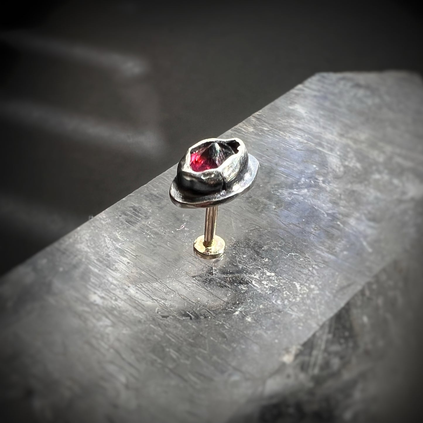 Garnet Labret Stud