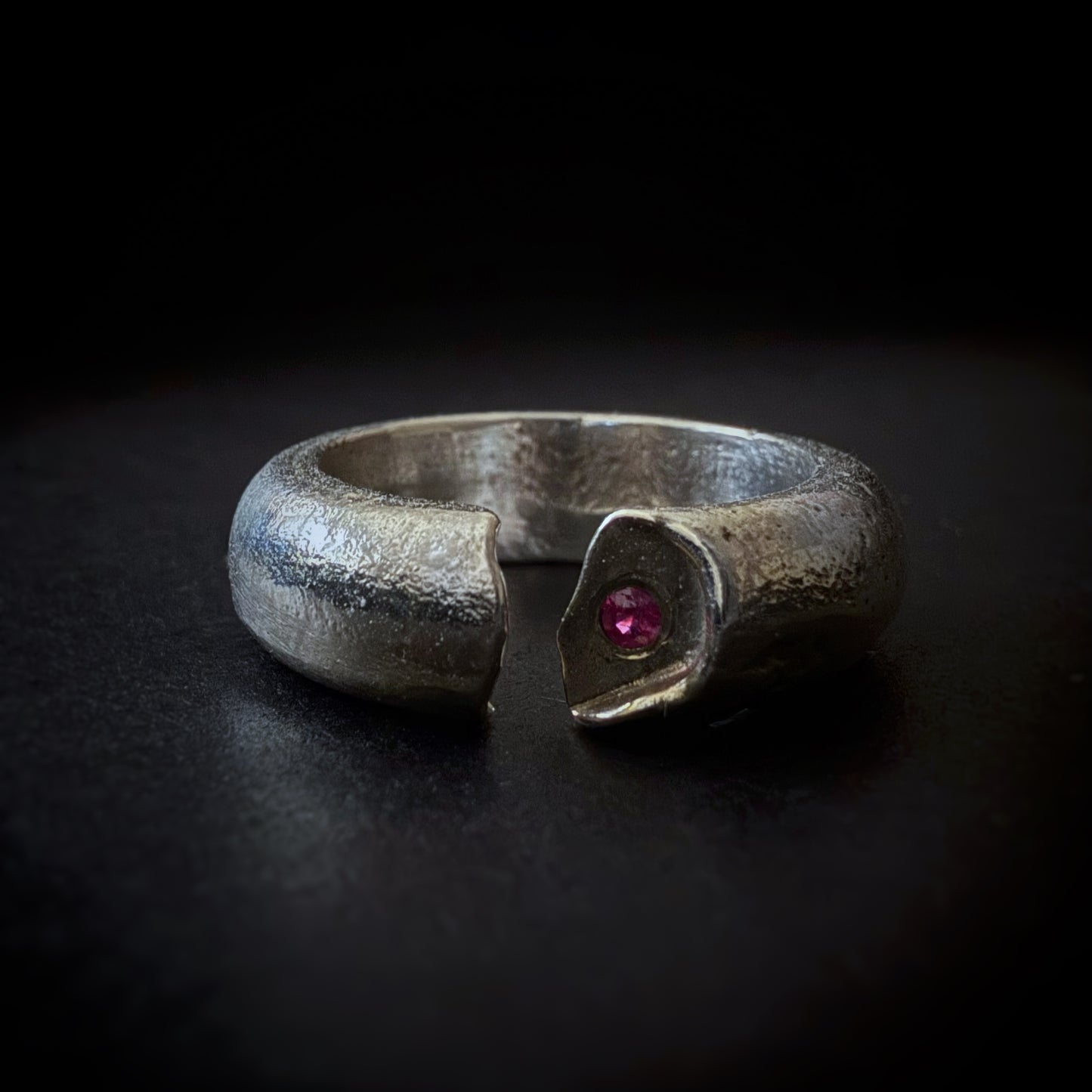 Ruby Sand Cast Split Band Ring