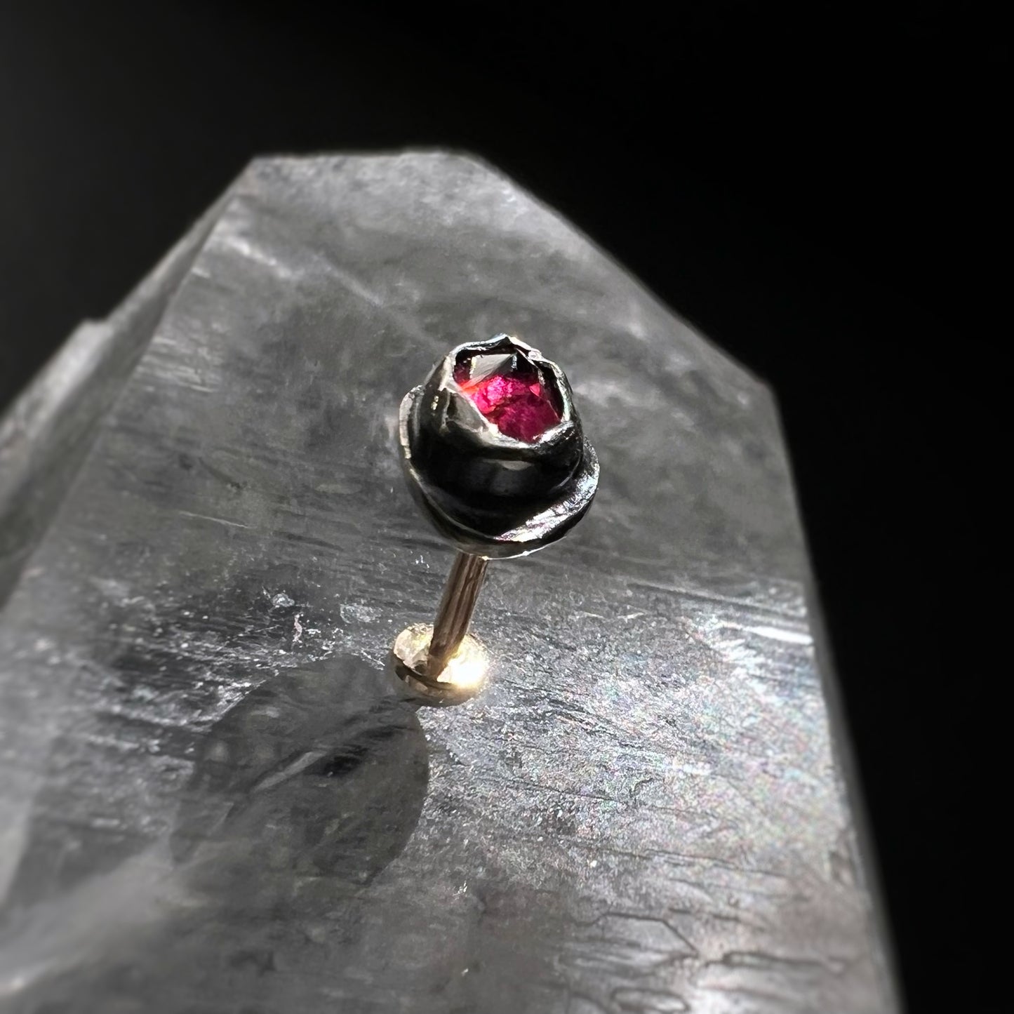 Garnet Labret Stud