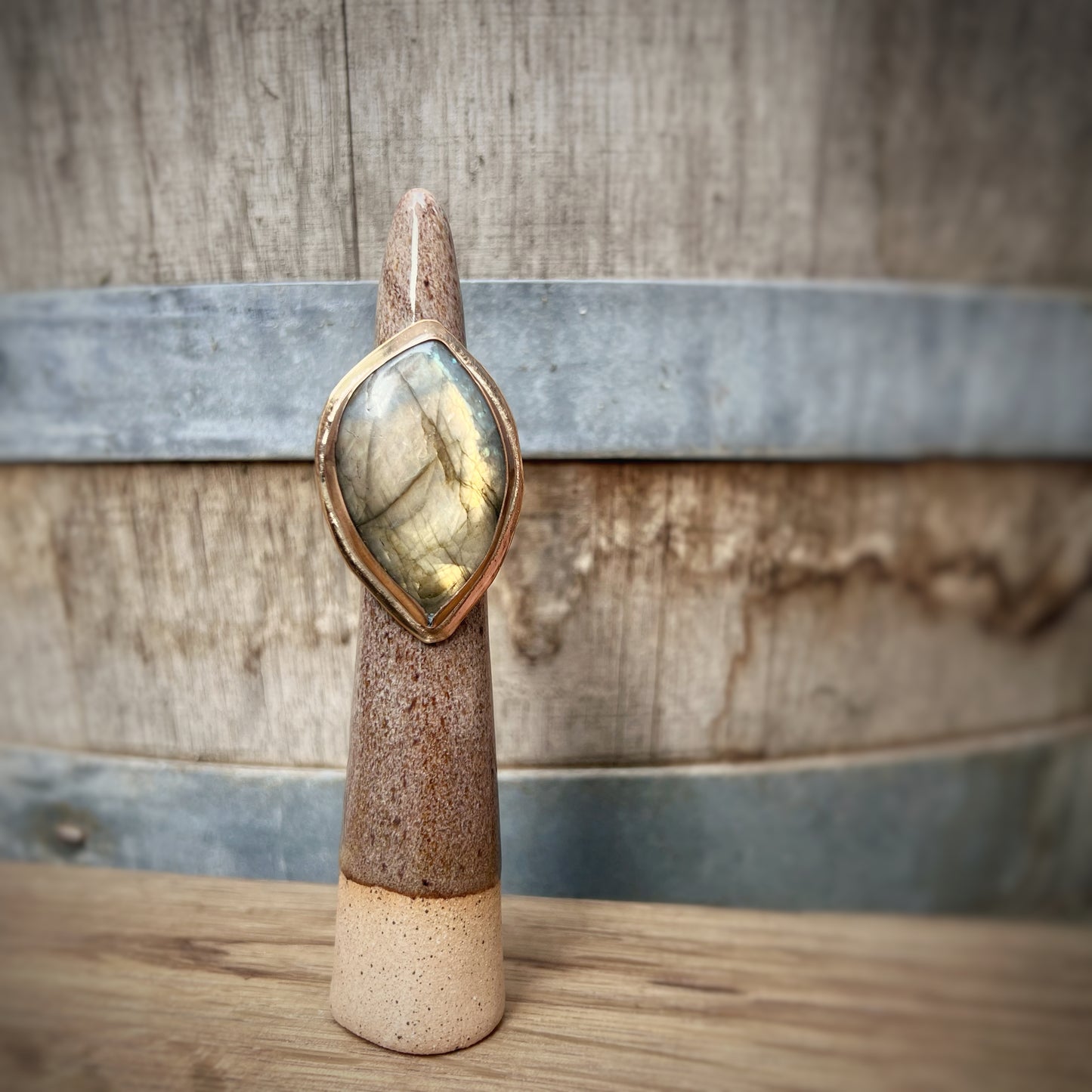 Labradorite + Bronze Ring