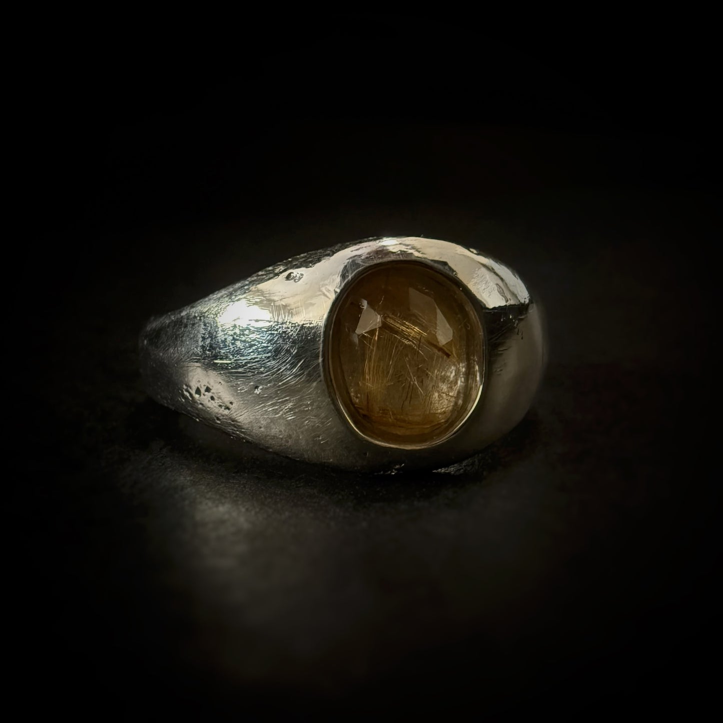 Rutilated Quartz Sand Cast Ring