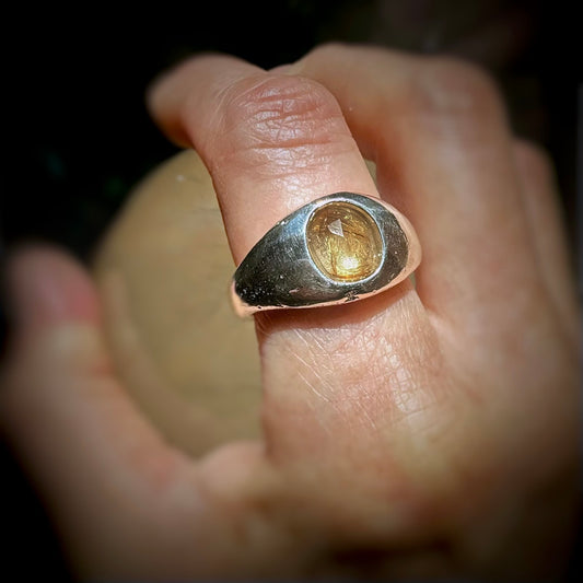 Rutilated Quartz Sand Cast Ring