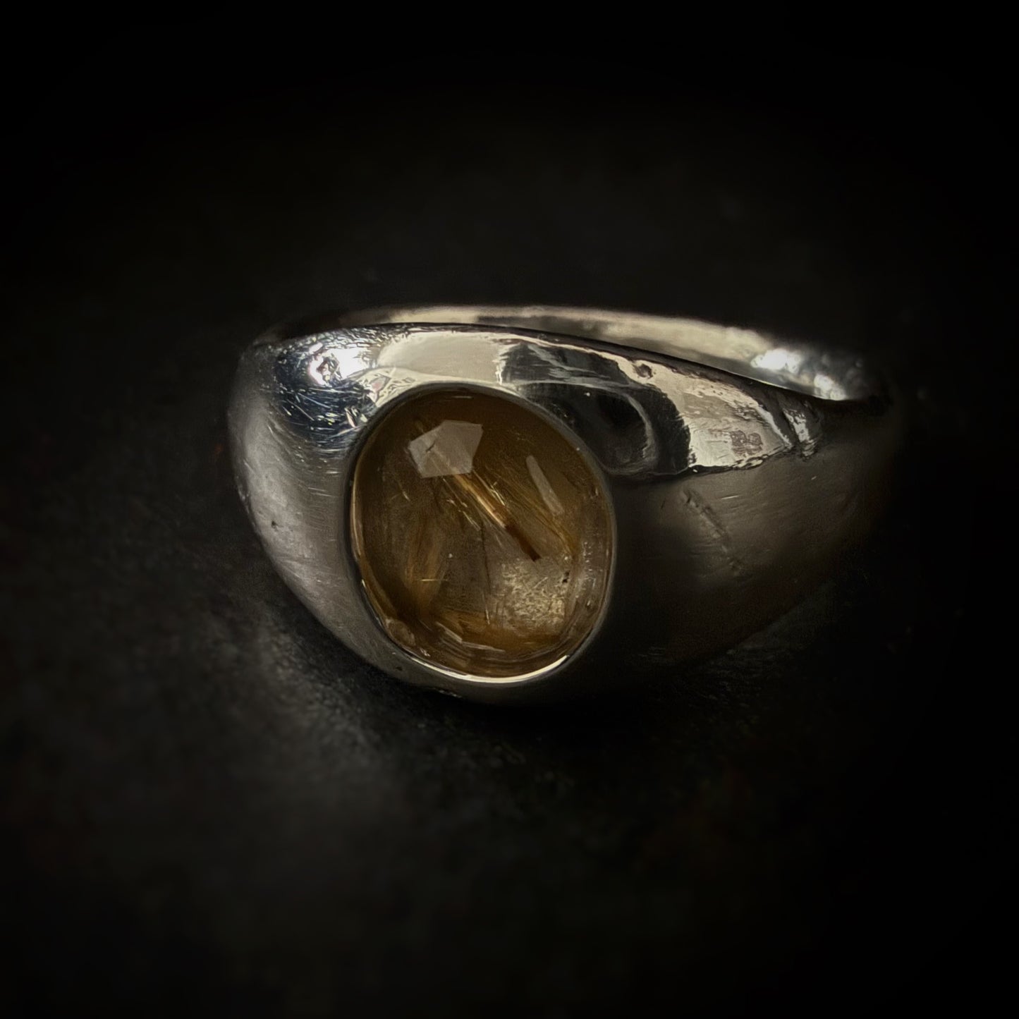 Rutilated Quartz Sand Cast Ring