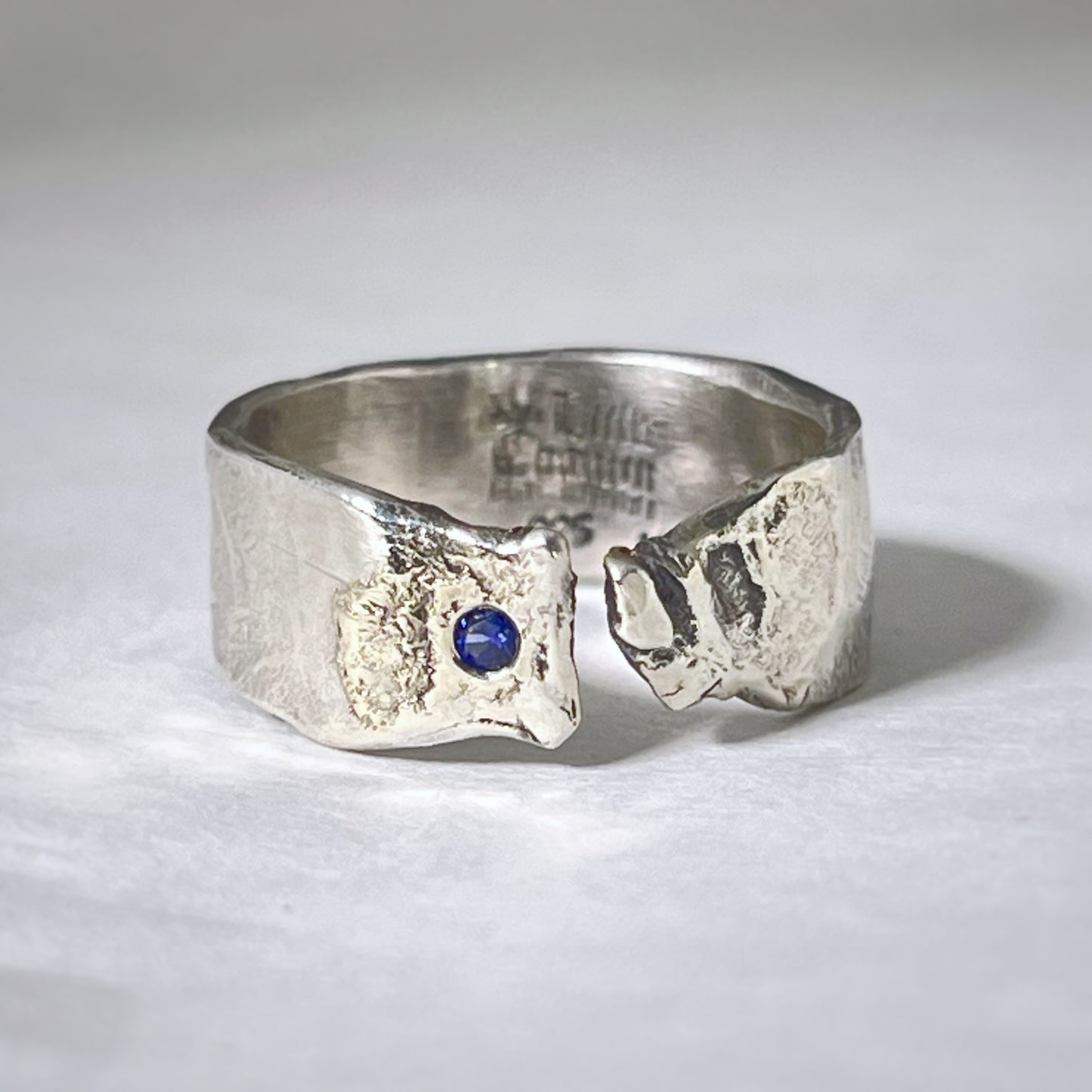 Sapphire Mixed Metal Split Band Ring