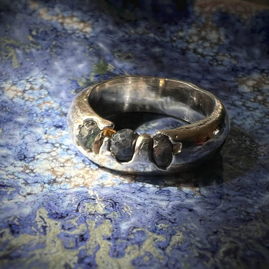 Raw Sapphire Sand Cast Band