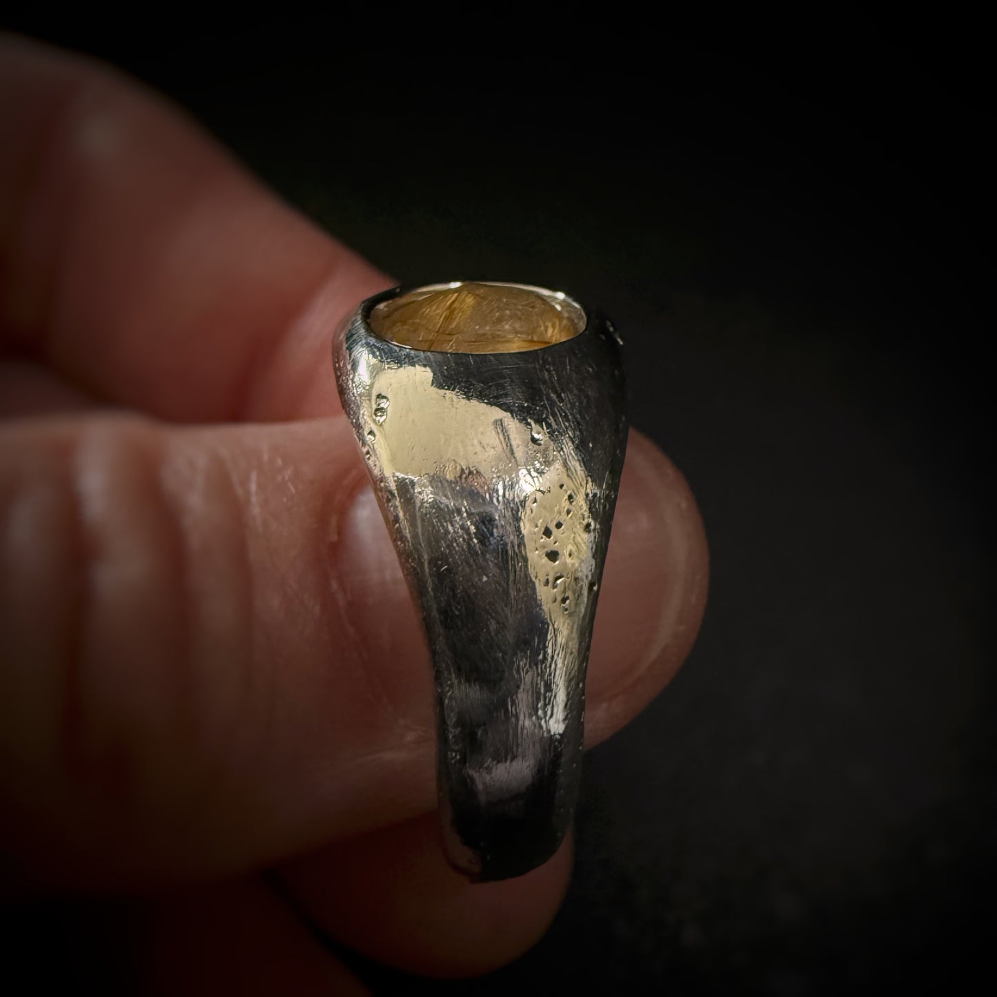 Rutilated Quartz Sand Cast Ring
