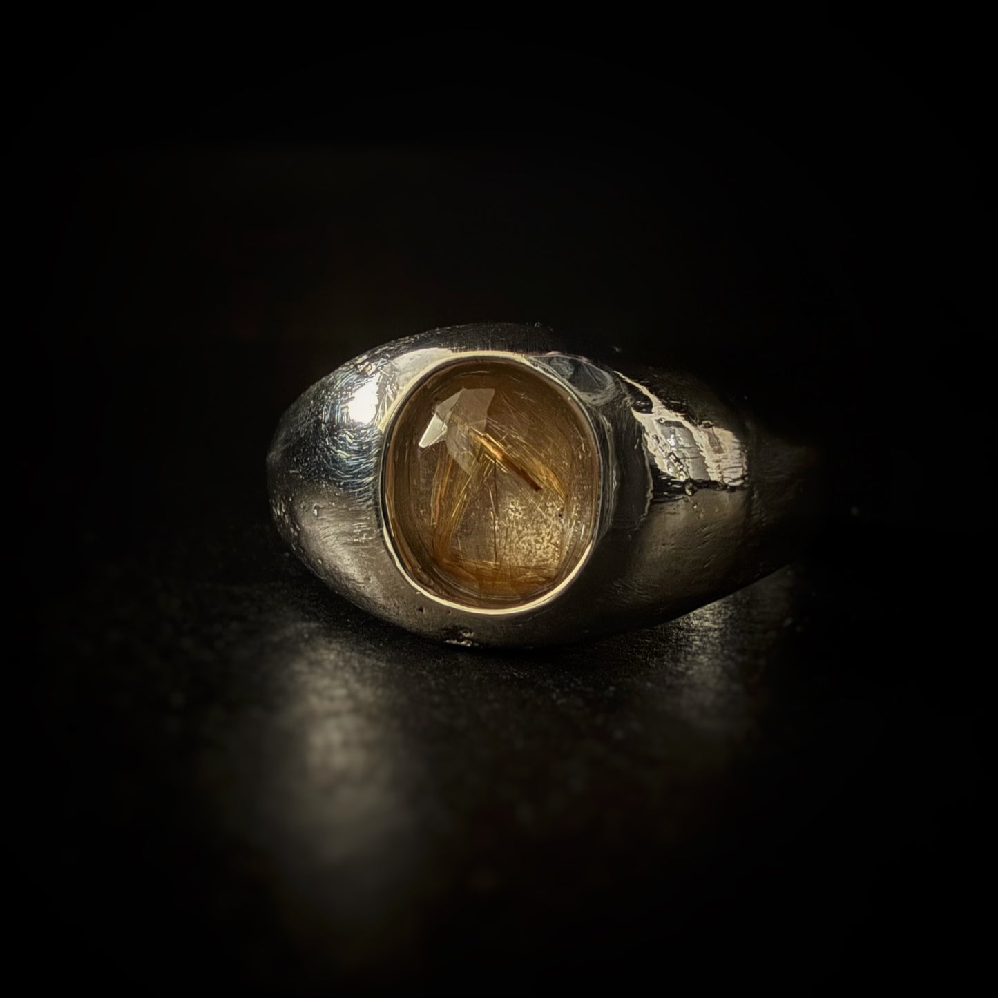 Rutilated Quartz Sand Cast Ring