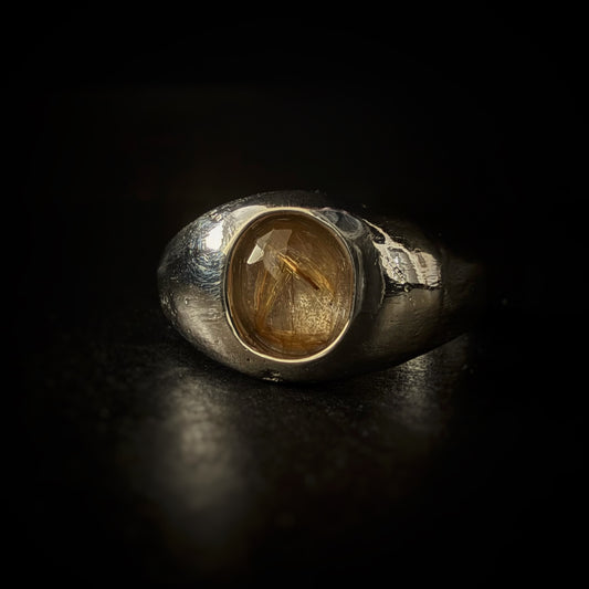 Rutilated Quartz Sand Cast Ring