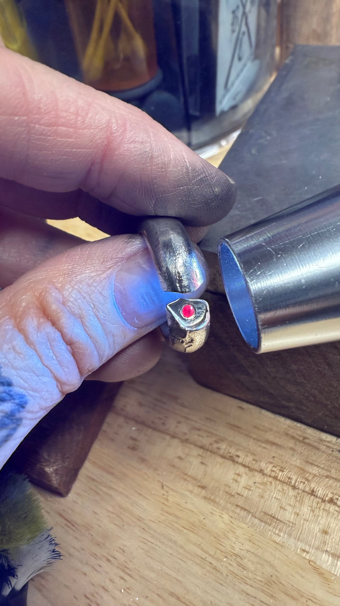 Ruby Sand Cast Split Band Ring