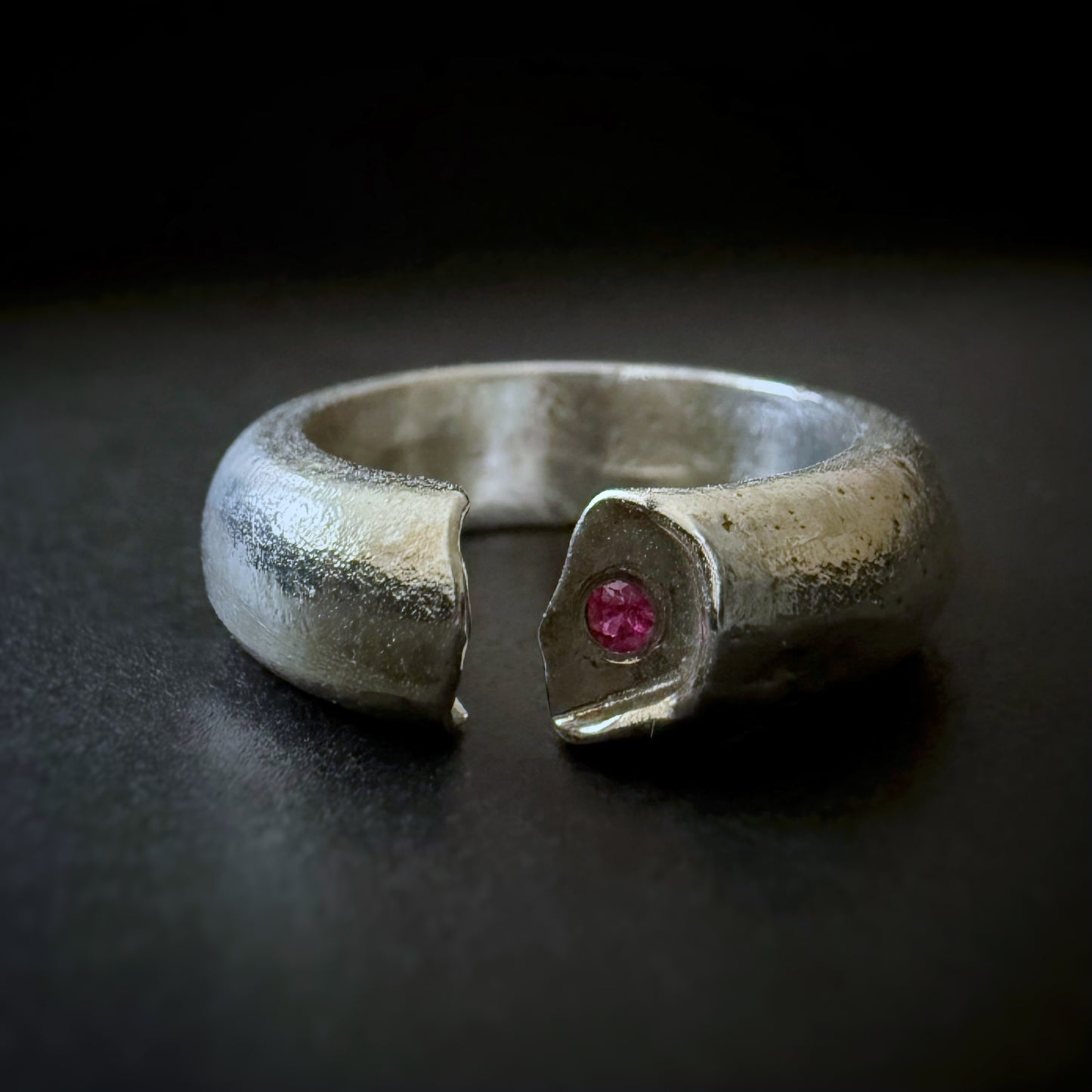 Ruby Sand Cast Split Band Ring