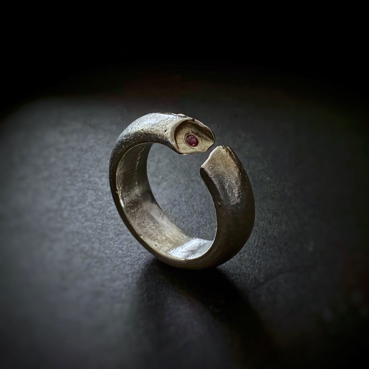 Ruby Sand Cast Split Band Ring