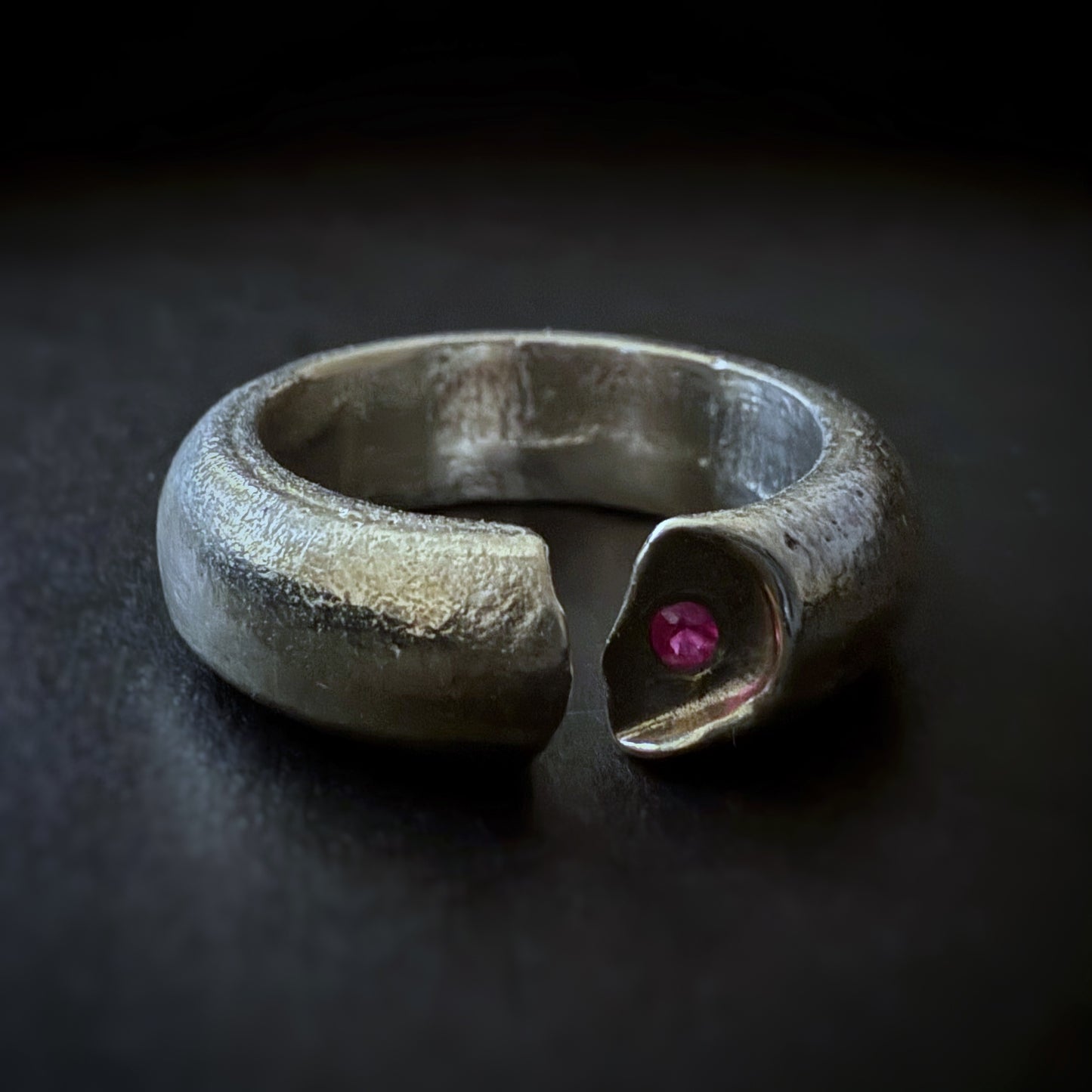 Ruby Sand Cast Split Band Ring