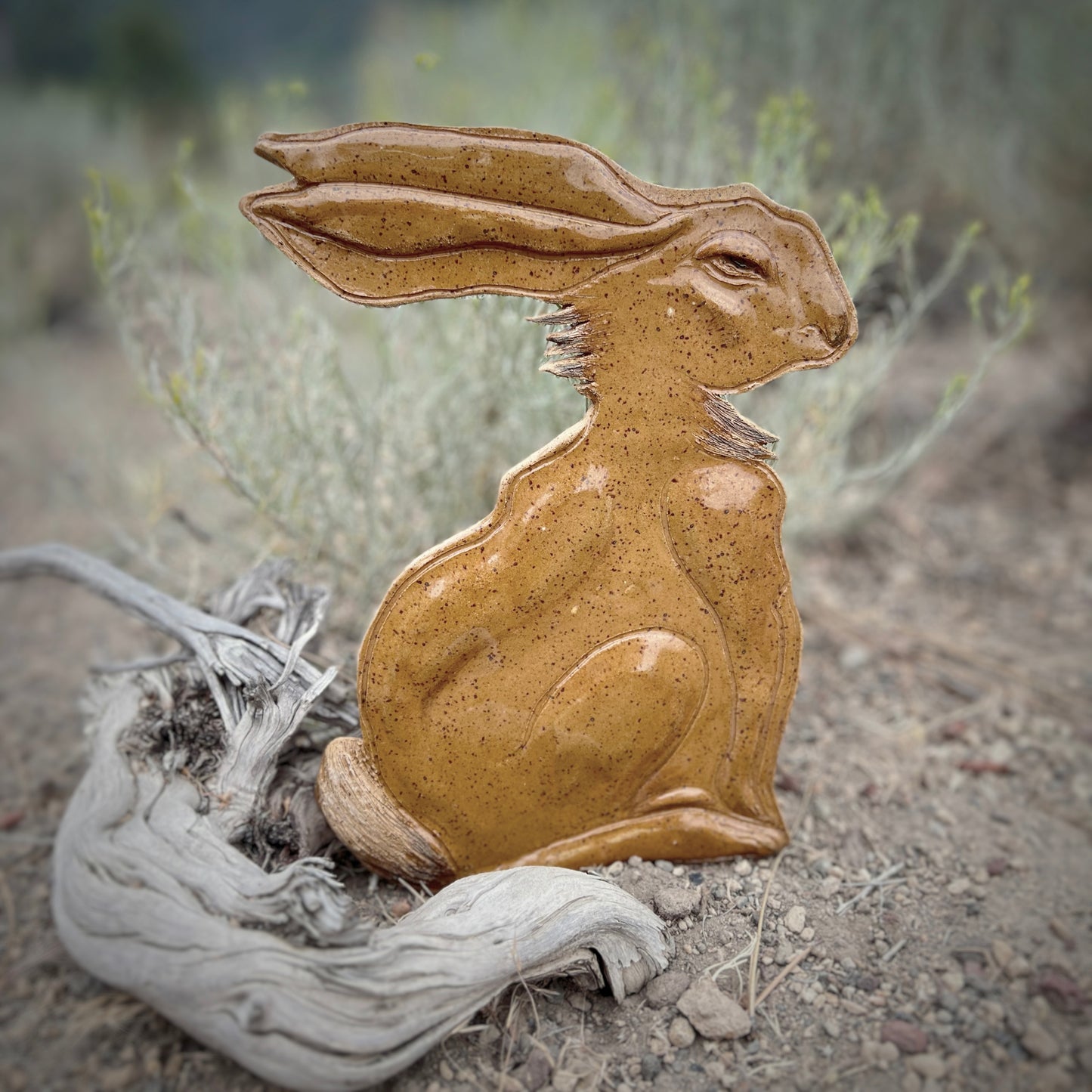 Ceramic Golden Hare Wall Hanging