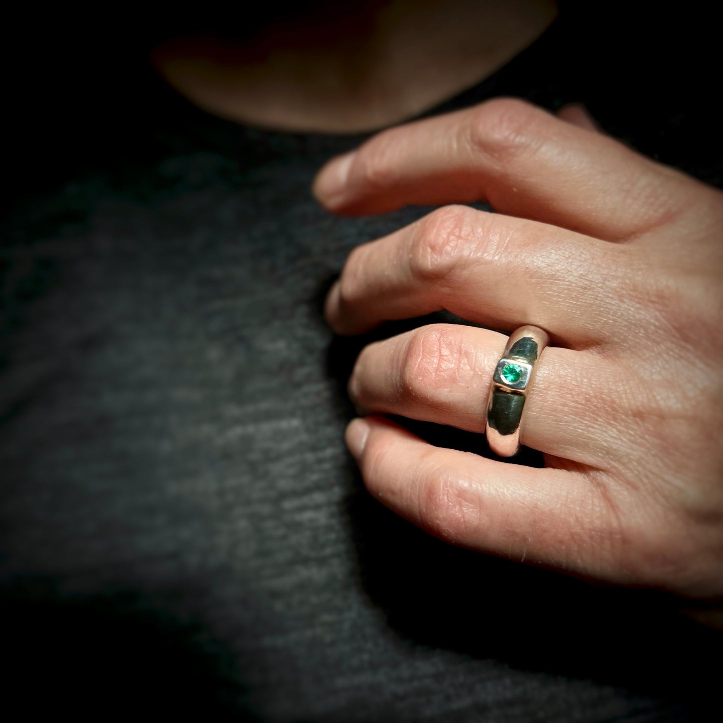 Emerald Sand Cast Ring