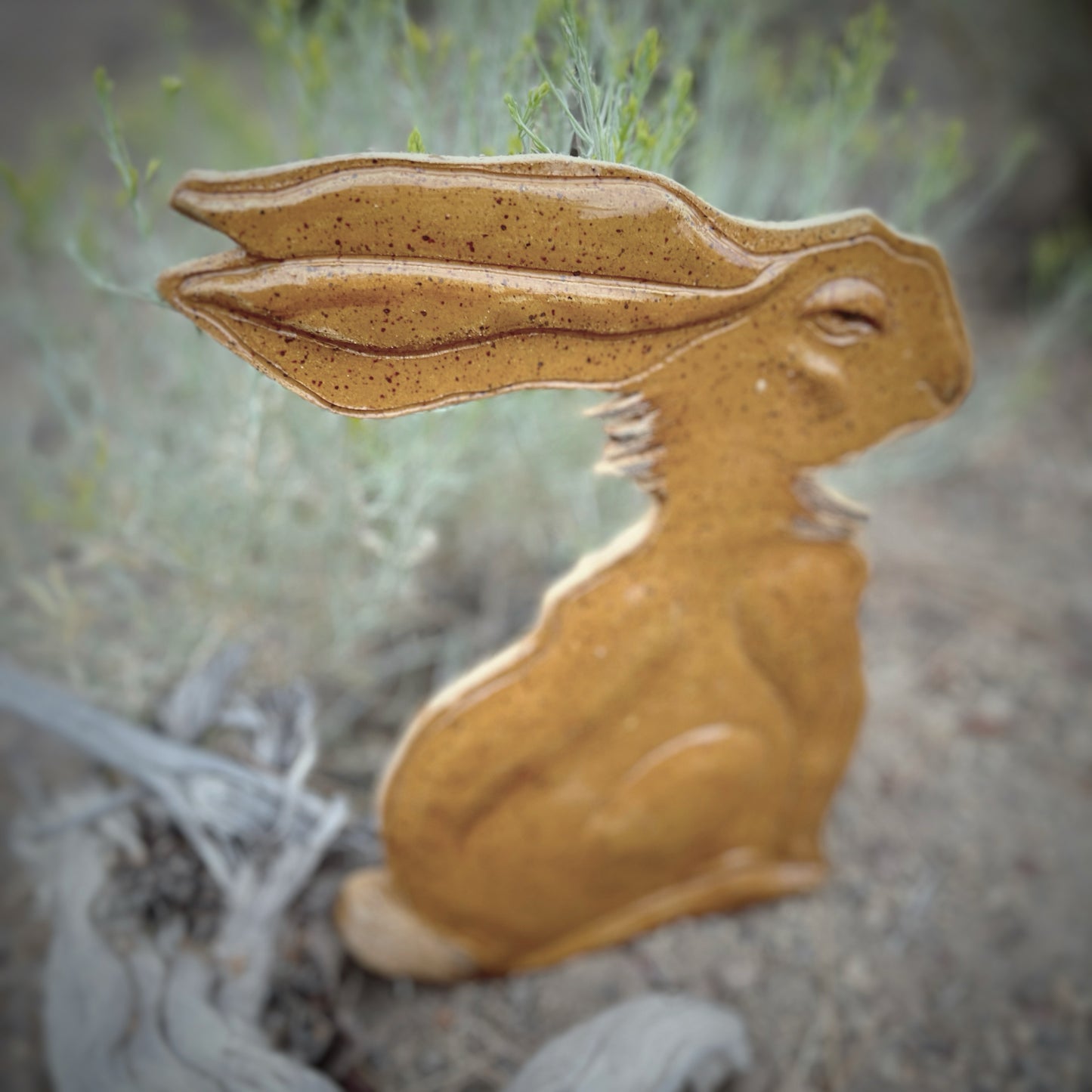 Ceramic Golden Hare Wall Hanging